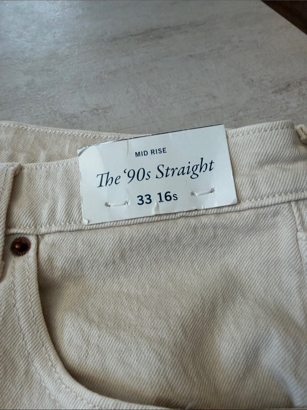 Abercrombie & Fitch Women's Straight-Leg Jeans in Off-White/light tan - Picture 2 of 6